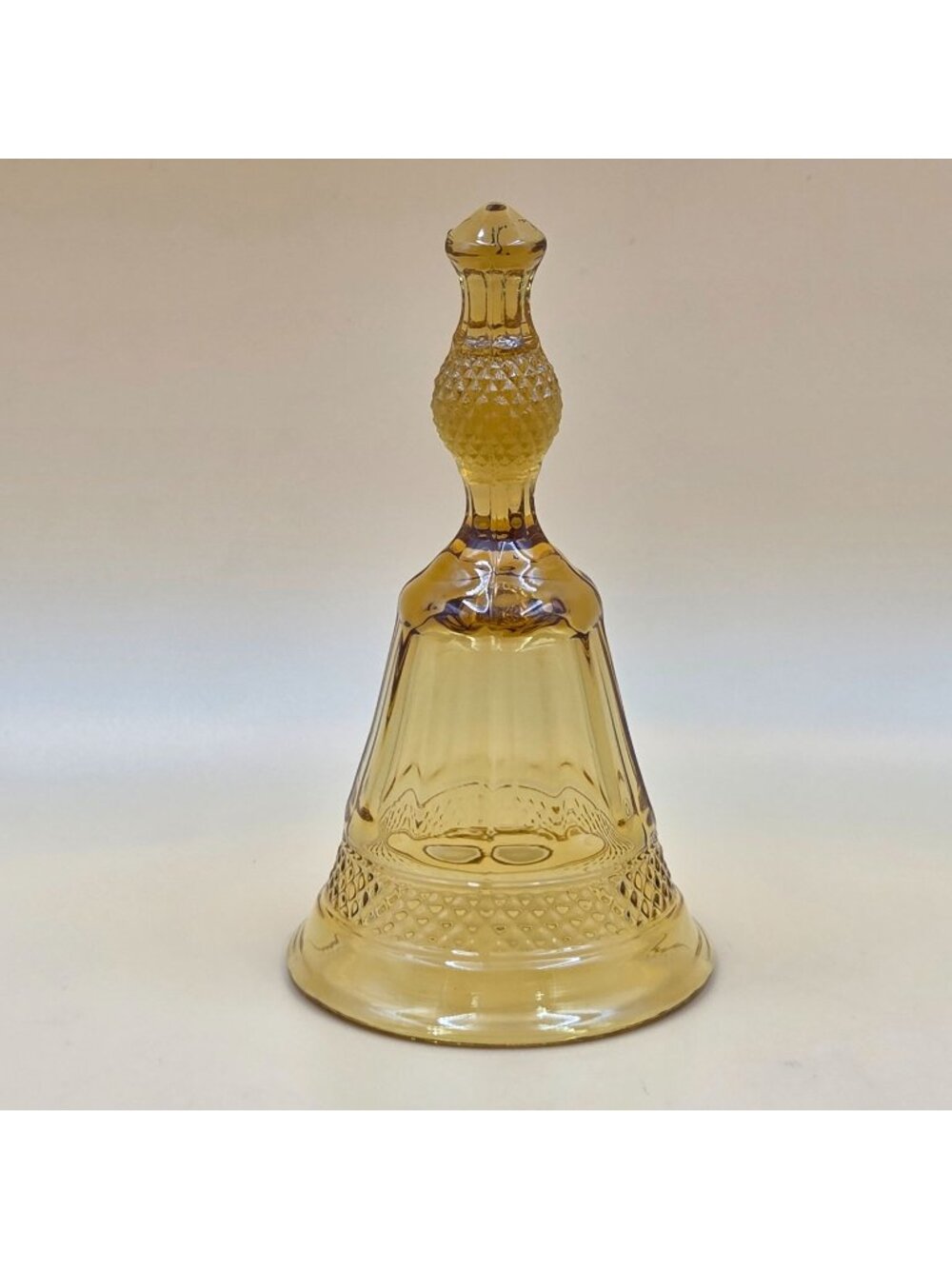 Viking Glass Amber Bell Vintage Diamond Pattern Hand Bell NO CLAPPER